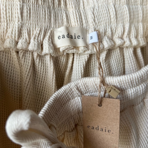 High-Waist Cream Waffle Lounge Shorts - Picture 2 of 6